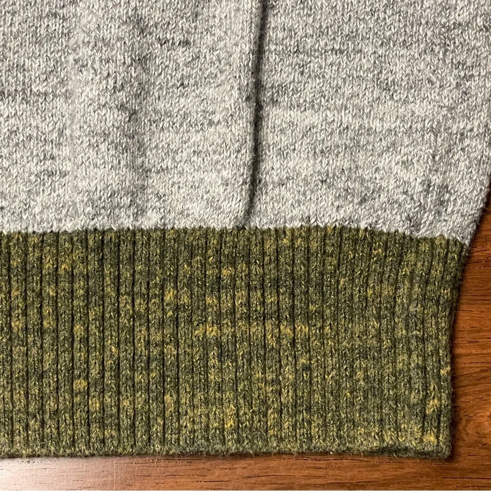 Kids GAP Heather Gray Sweater with Cat Face and Olive Trim 100% cotton sz 6/7 - Picture 8 of 9